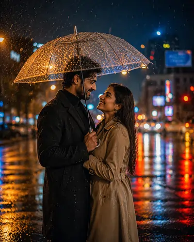 Cozy Rain Under One Umbrella AI