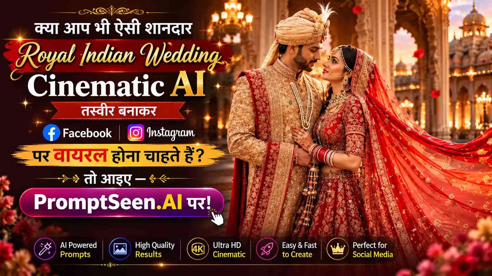 Royal Indian Wedding Cinematic AI Prompt