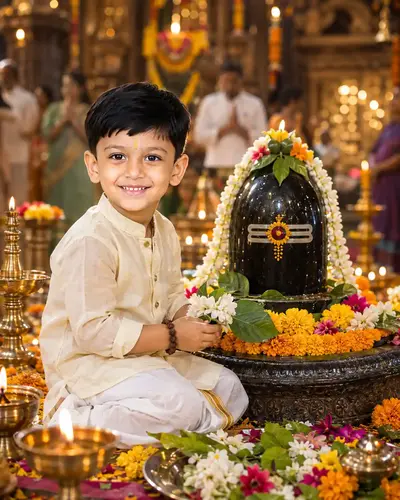 Baby Offering Flowers During Shivaratri Celebration