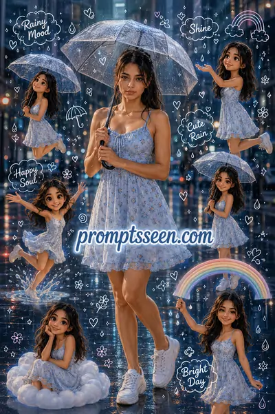 Rainy Day Kawaii Collage Prompt